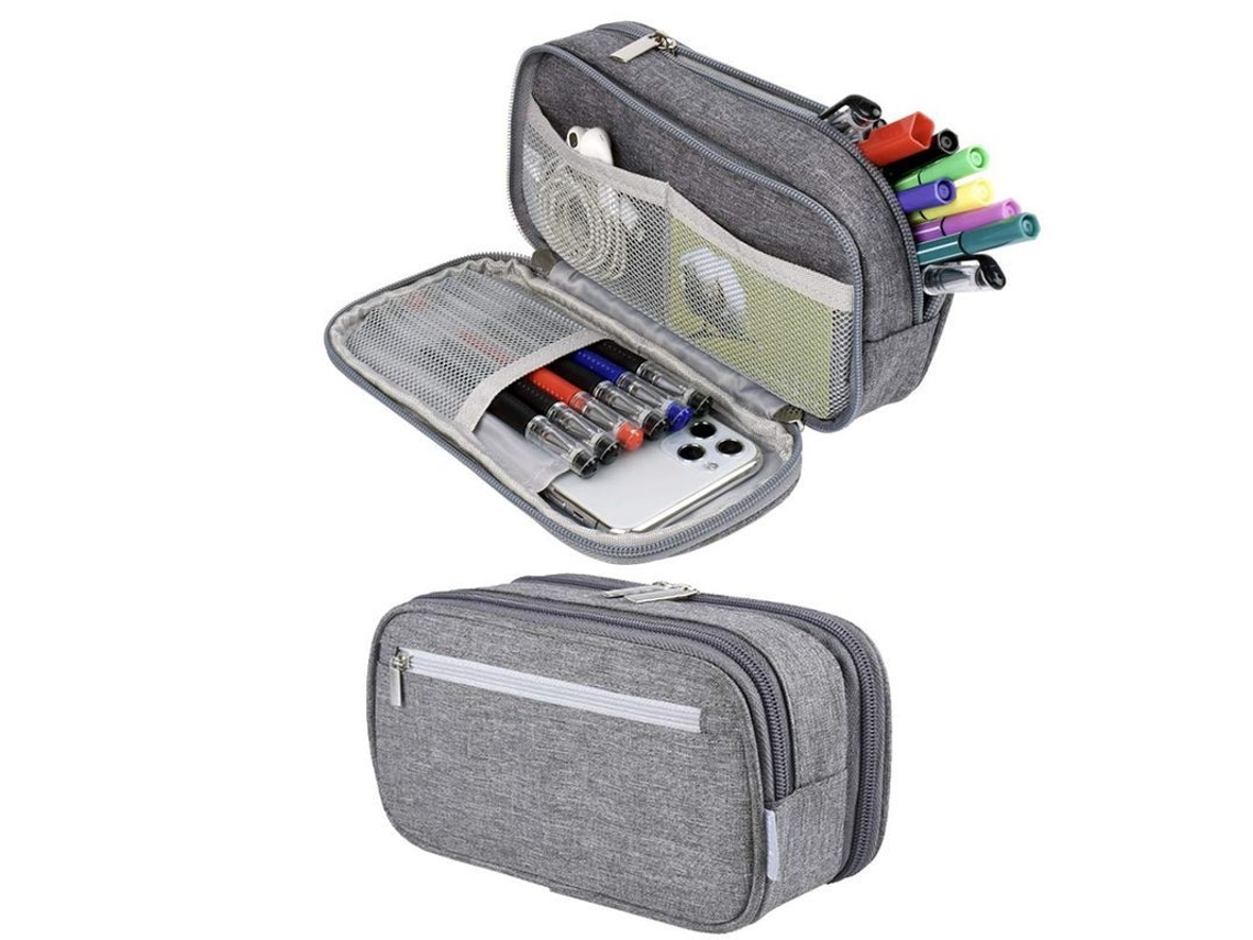 2026 estuche de Lápices de Gran Capacidad Bolsa Grande para Lapices Almacenamiento Alto Gris 1 Unidad