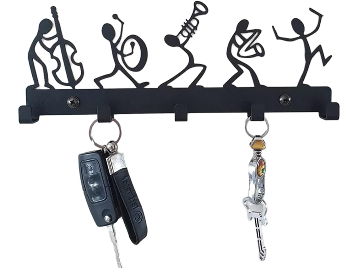 Porta chaves Criativo Preto com 5 Ganchos, Suporte para Cartas e Chaves, Gancho Decorativo de Metal para Cabide Parede no Corredor BRILVIBERA