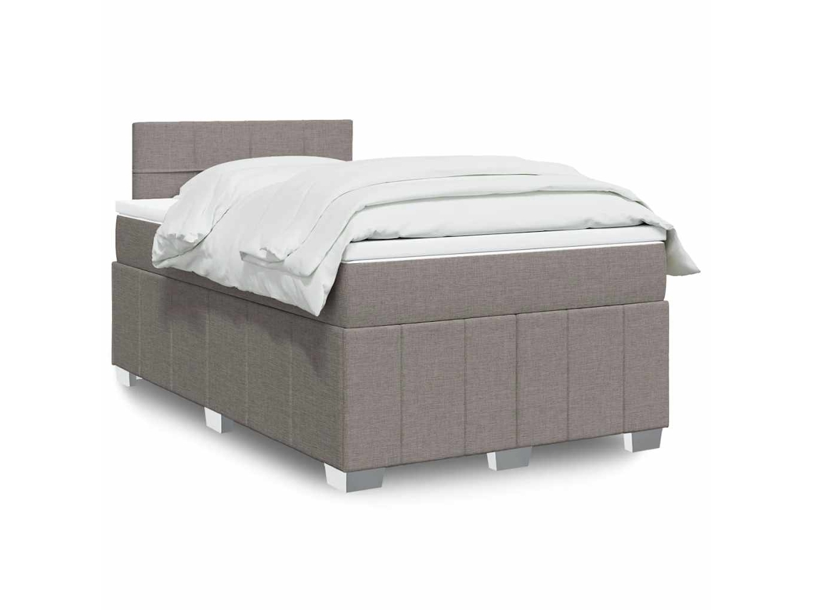 Vidaxl Cama Com Molas/colchão 120x200 Cm Tecido Castanho-acinzentado