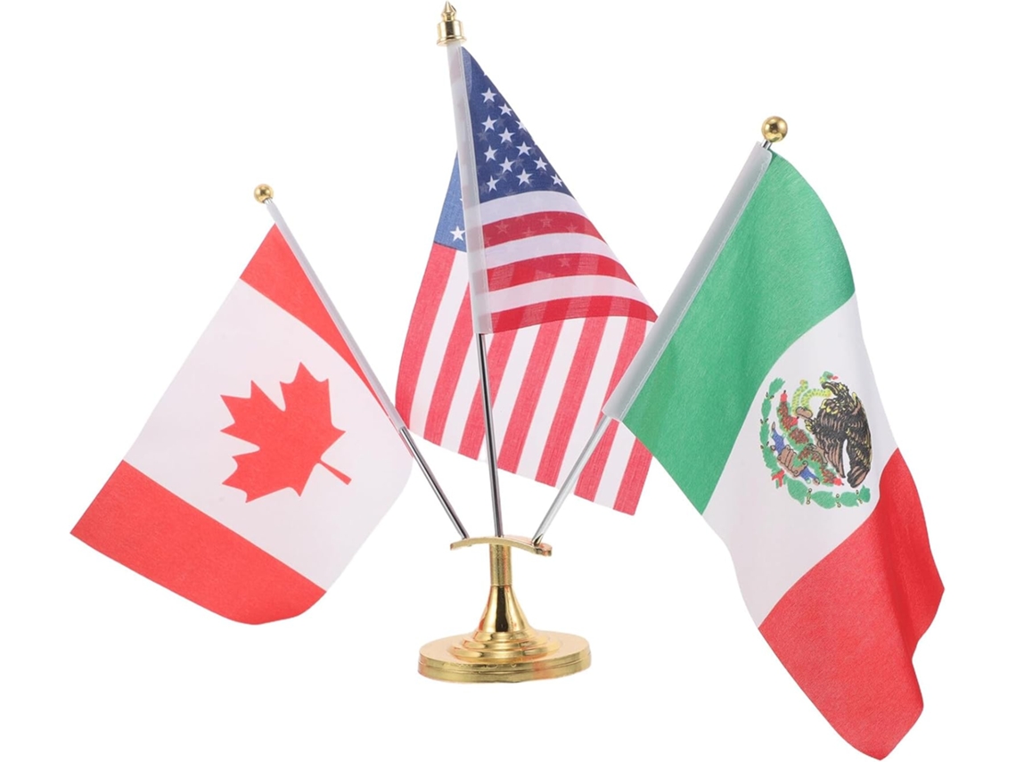 Conjunto Multifuncional De 3 Peças Com Bandeiras Dos Eua, México E Canadá Para Escritório, Com Base Gokoco