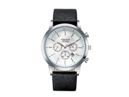 Relógio Esportivo Masculino Chronos Ch0401 Com Pulseira De Couro, Três Mostradores E Seis Ponteiros.