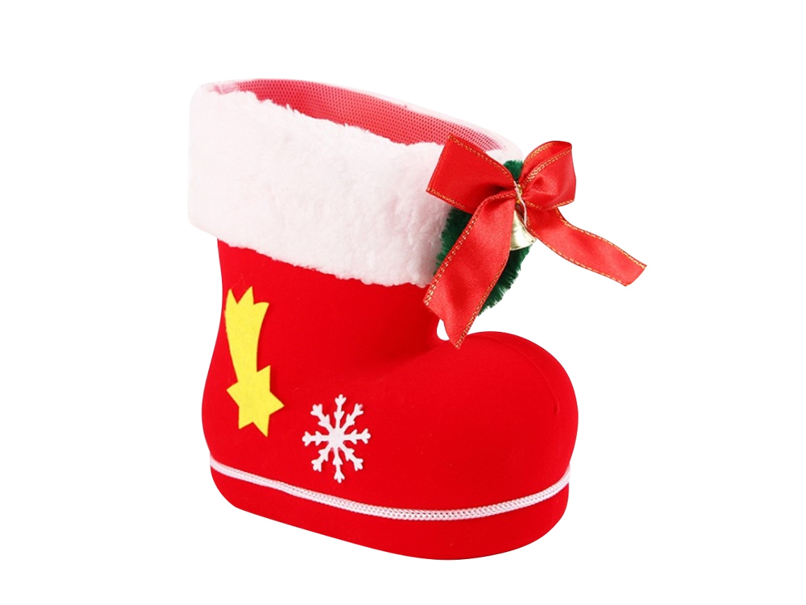 Bolsa De Bota De Natal Com Floc Compacto Decorativo Para Casa