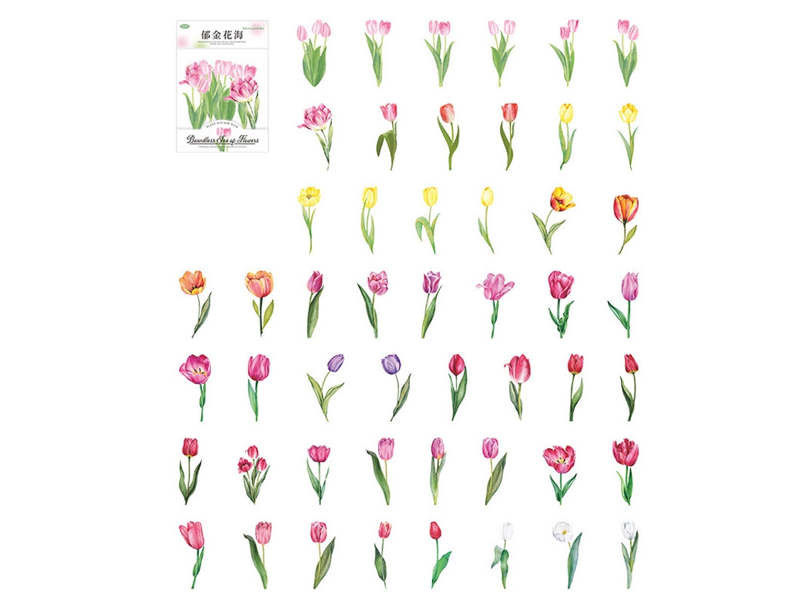 100 adesivos série mar ilimitado de tulipas | S/MARCA