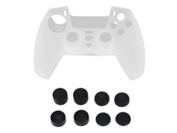 Capa protetora de silicone antiderrapante para controle de PS5 com 8 apoios para os analógicos CHABERLU (branca)
