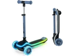 Trotinete LED de 3 Rodas Kinderkraft RAKET com base iluminada RGB, guiador ajustável e direção por inclinação Azul