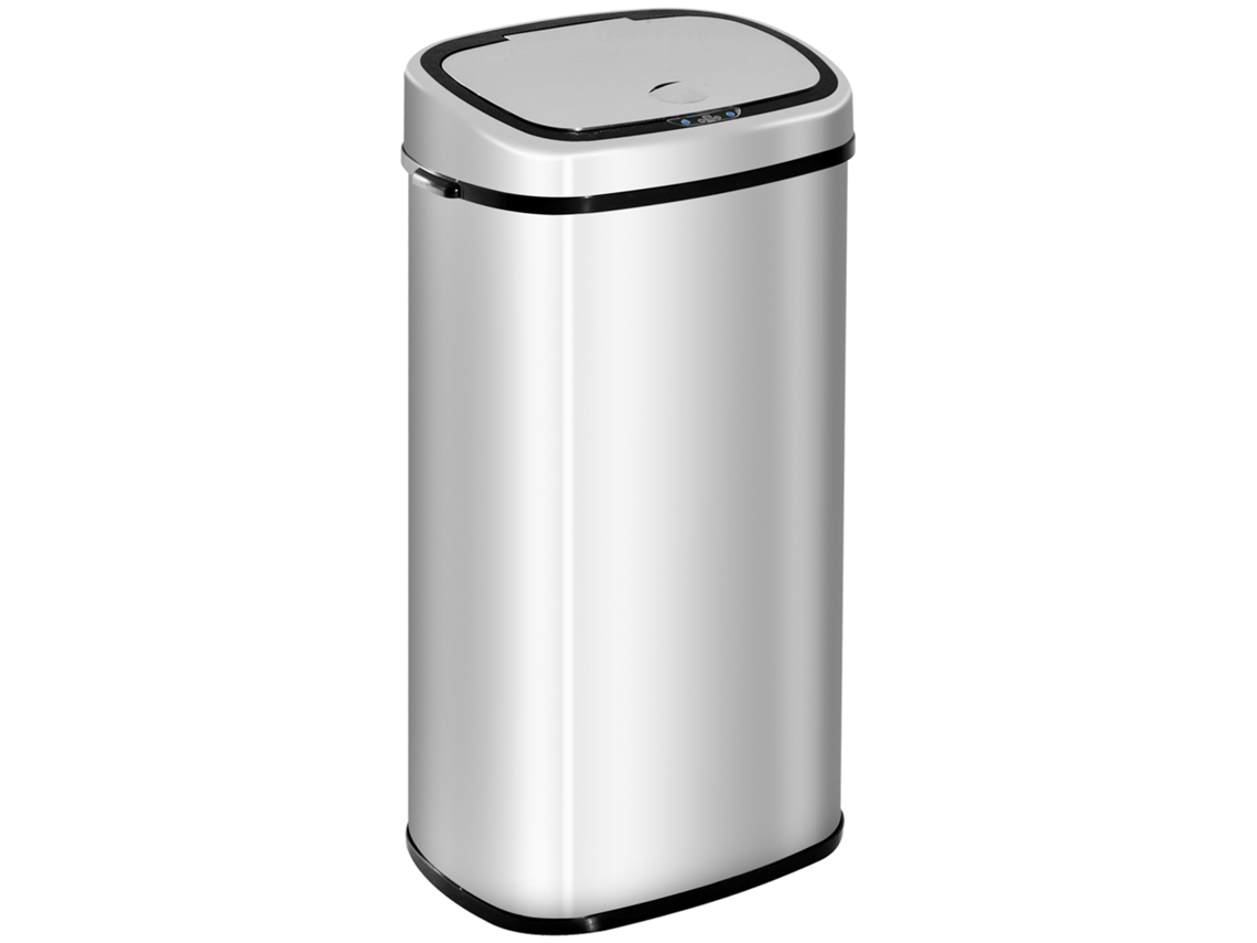 Lixeira Automática Com Sensor, Em Aço Inoxidável Prateado, 68l, Ideal Para Cozinha.