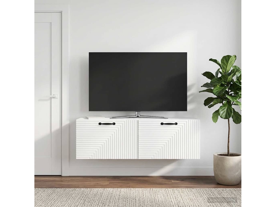 Vidaxl Gabinete De Tv De Parede Branco Brilhante 98 X 31 X 30 Cm