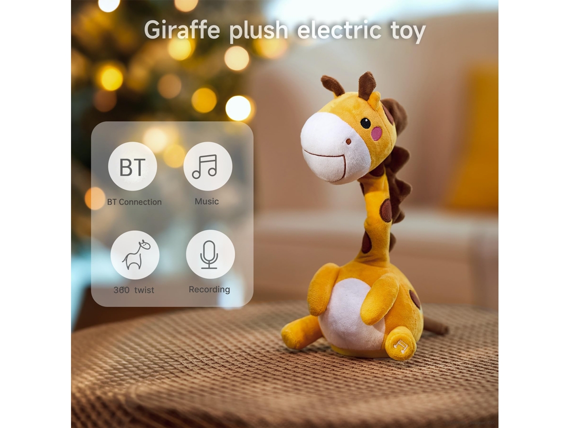 Primerox brinquedo Girafa Dançante Falante Pelúcia Interativa com Bt Presente para Crianças