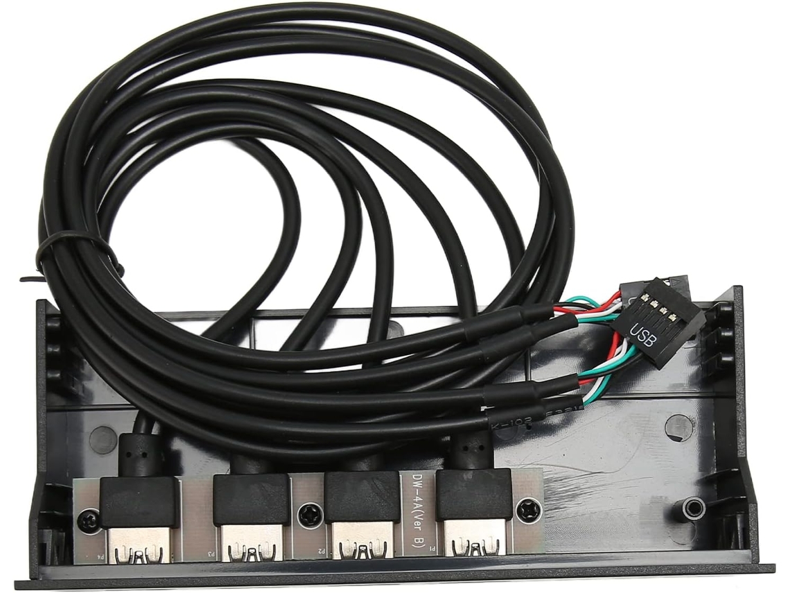 Hub Usb 2.0 De 4 Portas E 5,25 Polegadas Com Conector De 19 Pinos Para Painel Interno, Compatível Com Gabinetes De Pc.