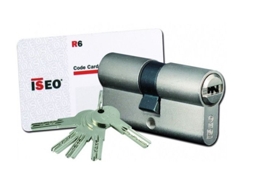 Cilindro de Fechadura Europeu ISEO Cavers Niquelado Is R6 30Mm 6 Pinos 5 Chaves Fornecidas