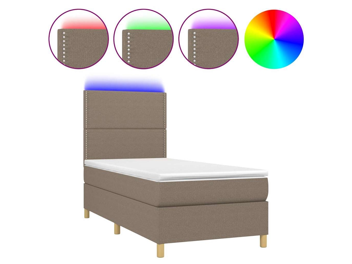 Conjunto 1 Cama Box Spring Vidaxl Marrom-acinzentado Tecido (203 X 100 X 128 Cm)