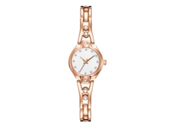 Relógio de Pulso Feminino de Quartzo com Mostrador Redondo Rosa Ouro e Prata