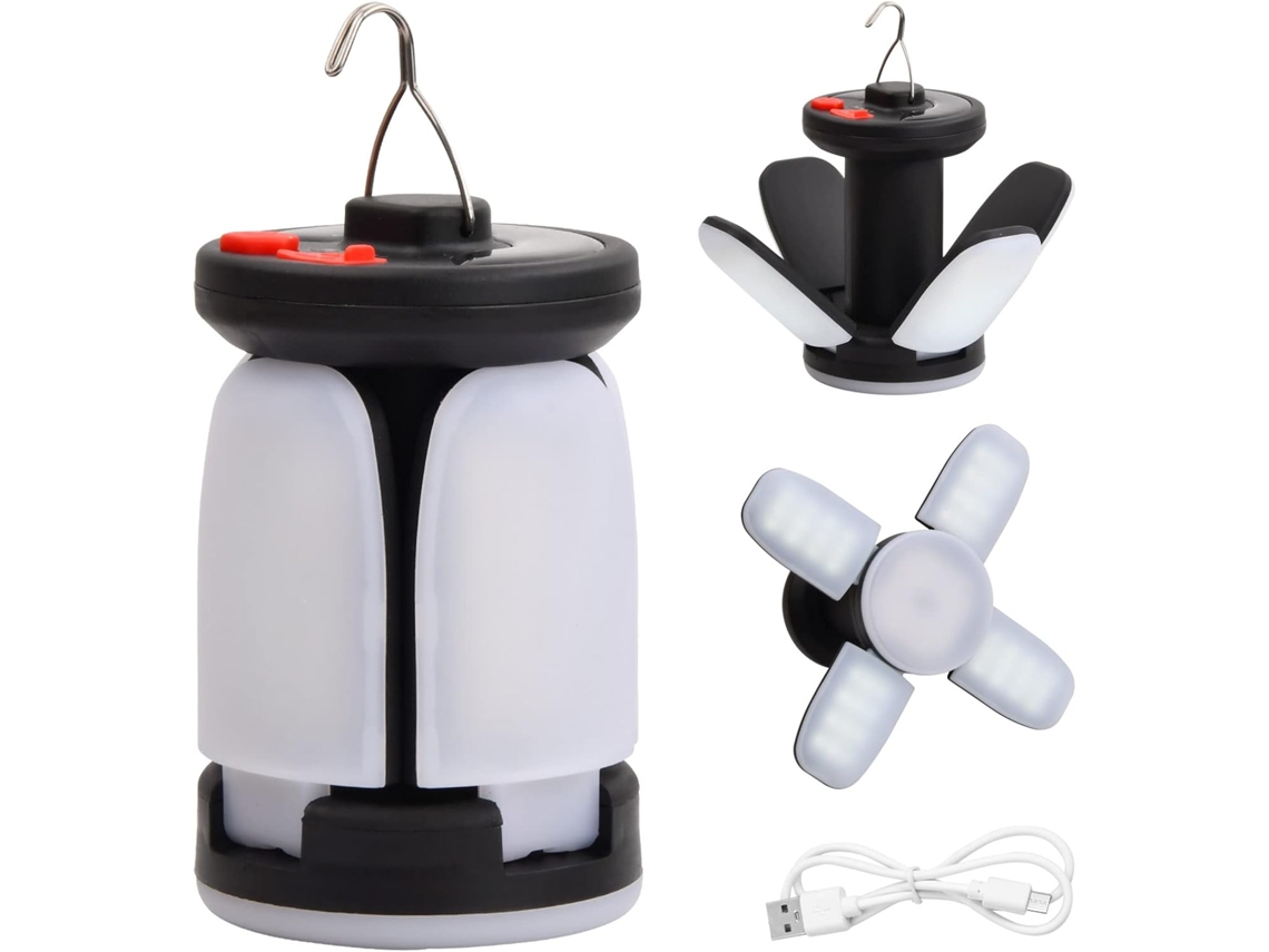 Lanterna Solar Dobrável, 6 Modos, Led, Recarregável, Gancho AQUAFORGE