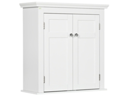 Armário Banho Parede 58x24x60cm Branco com Prateleiras Ajustáveis, Portas com Fecho Magnético e Suspenso | S/MARCA