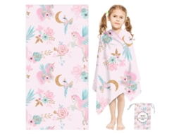 Toalha De Praia Infantil Secagem Rápida Absorvente Antiareiros, Leve E Versátil120×60cm pónei Rosaczhhmart