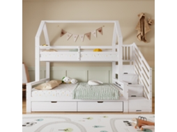 Cama Beliche Infantil 90x200/140x200cm Com Gavetas E Escada
