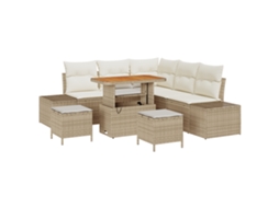 Conjunto 8 Conjunto De Sofá De Jardim Vidaxl Bege Vime Pe (90 X 55 X 71 Cm)