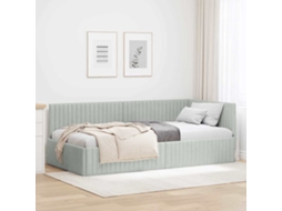 Vidaxl Estrutura De Cama De Canto Cinzento-claro 90 Cm X 200 Cm Veludo