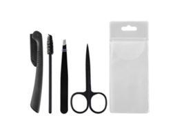 Kit de 4 Peças para Sobrancelhas com Tesoura Escova e Lâmina Aço Inoxidável RNEMITERY