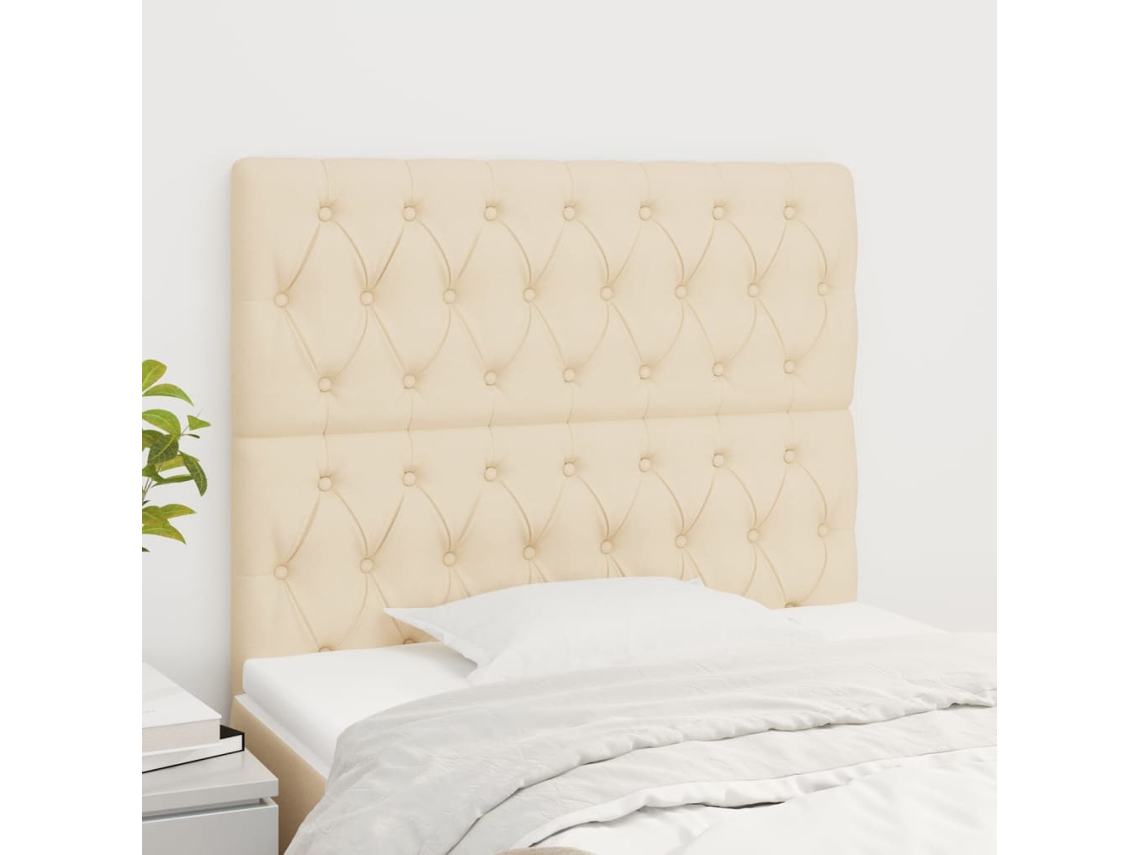 Vidaxl Cabeceira Creme 100x7x118/128 Cm Tecido