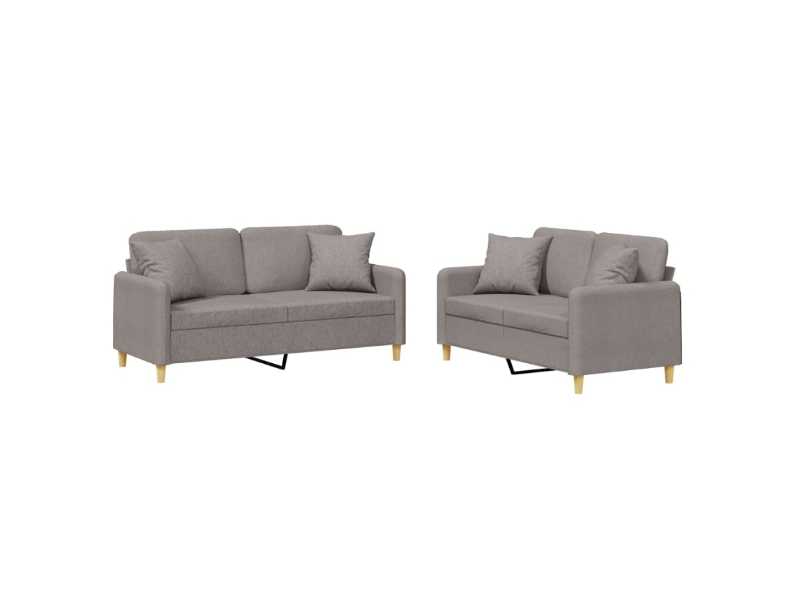 2 Pcs Conjunto de Sofás com Almofadas Tecido Cinza acastanhado MAISON EXCLUSIVE