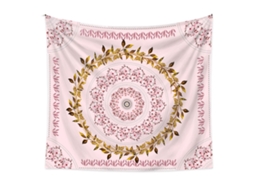 Tapeçaria Mandala Floral Esboço de Planta para Decoração de Quarto RNEMITERY
