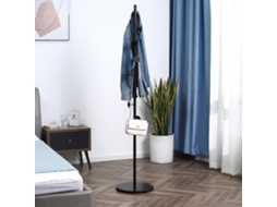 Cabide Árvore 8 Aço Mármore Ganchos Base Redonda Para Casa Preto 35x35x170 Cm