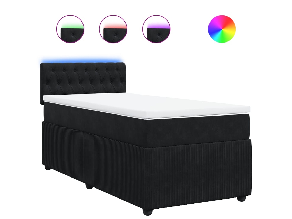 Box Spring Bed, Box Spring Beds Vidaxl Preto Veludo (90 X 190 Cm)