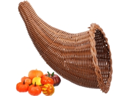 Cesta Pequena De Vime Cor Caramelo Em Formato De Cornucópia, 18,5 X 3,5 X 28 Cm