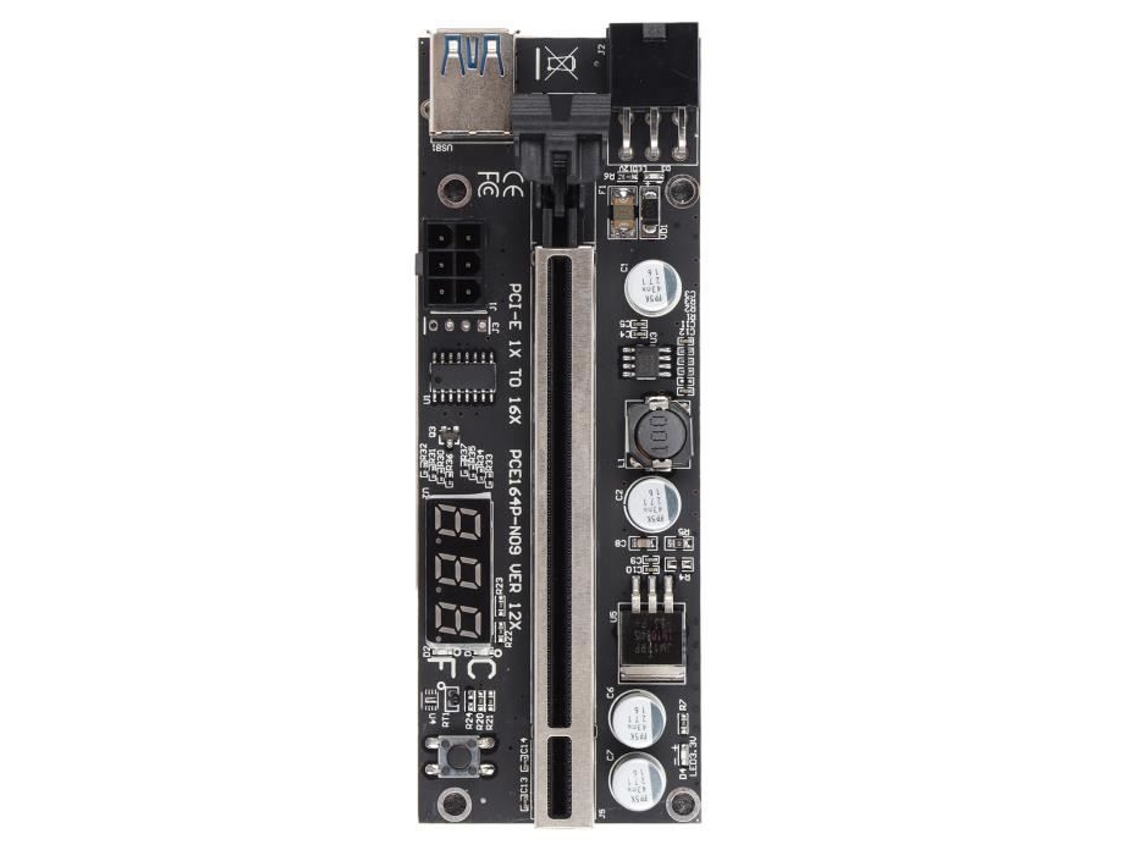 Kit Riser Pci-E de 6 Pinos HURRISE com Visor de Temperatura
