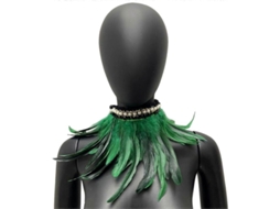 Bufanda De Plumas Falsas Com Perlas Decorativas Suaves Cinta Ajustável Colar Gótico Retrô Para Festa De Disfraces E Cosplay Verde