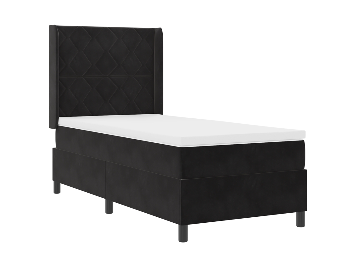 Cama Box Spring Com Colchão Preta Vidaxl De Veludo (100x200 Cm)