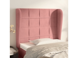 Cabeceira Cama C/ Abas Veludo 103x23x118/128 Cm Rosa