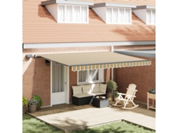 Vidaxl Toldo Retrátil Verde E Amarelo 450 × 300 Cm Tecido E Alumínio
