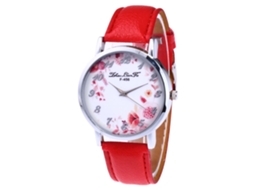 Reloj De Pulsera De Aleación Analógico De Cuarzo Con Dial Redondo Para Parejas Rojo