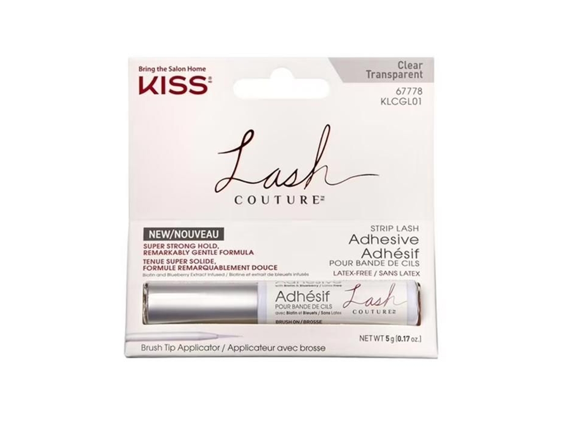 Adesivo transparente para cílios postiços 5G super forte, sem látex, com biotina, fácil aplicação com aplicador Kiss Brush
