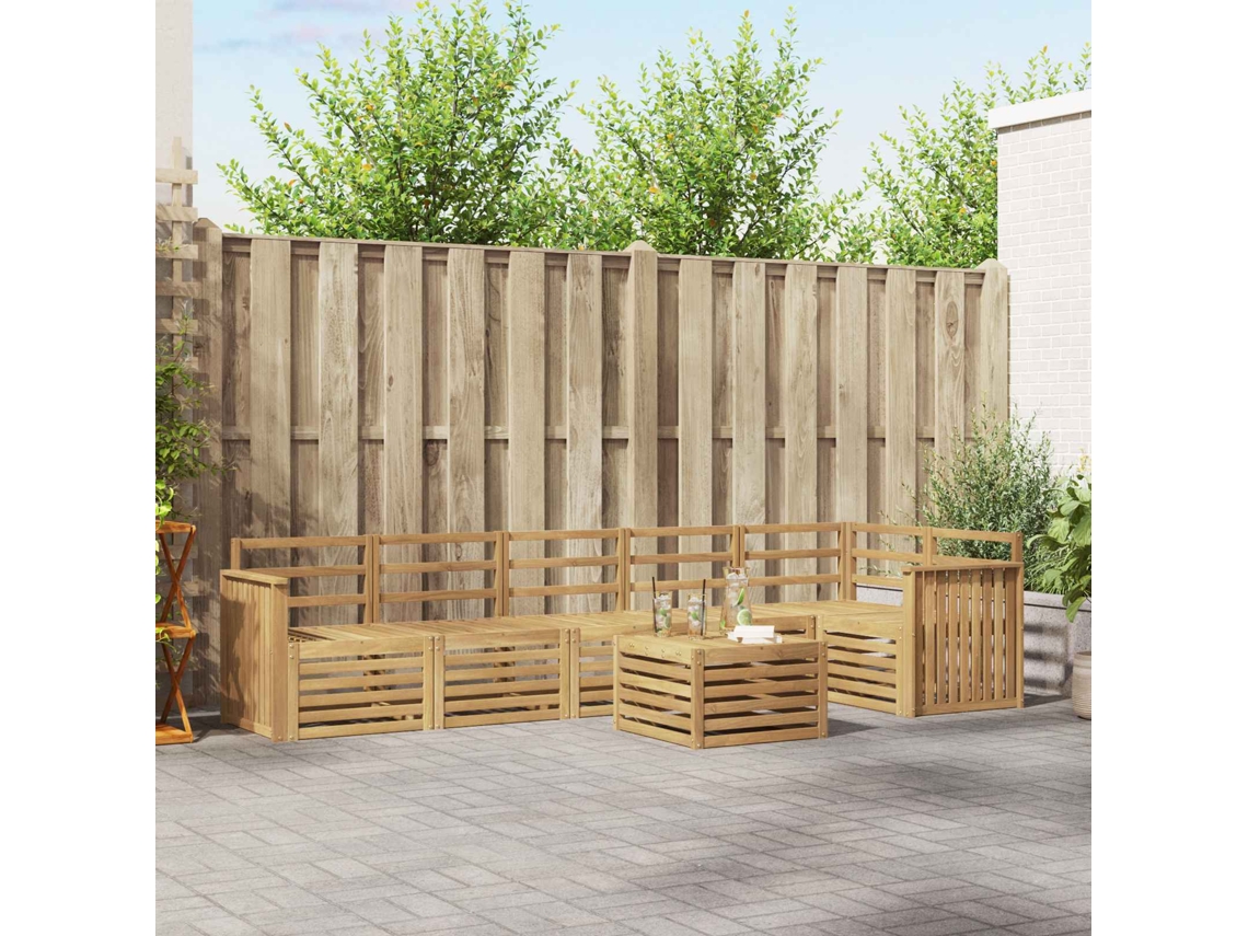 Vidaxl Conjunto De Sofás Para Exterior 7 Pcs Branco 59 X 59 X 37 Cm