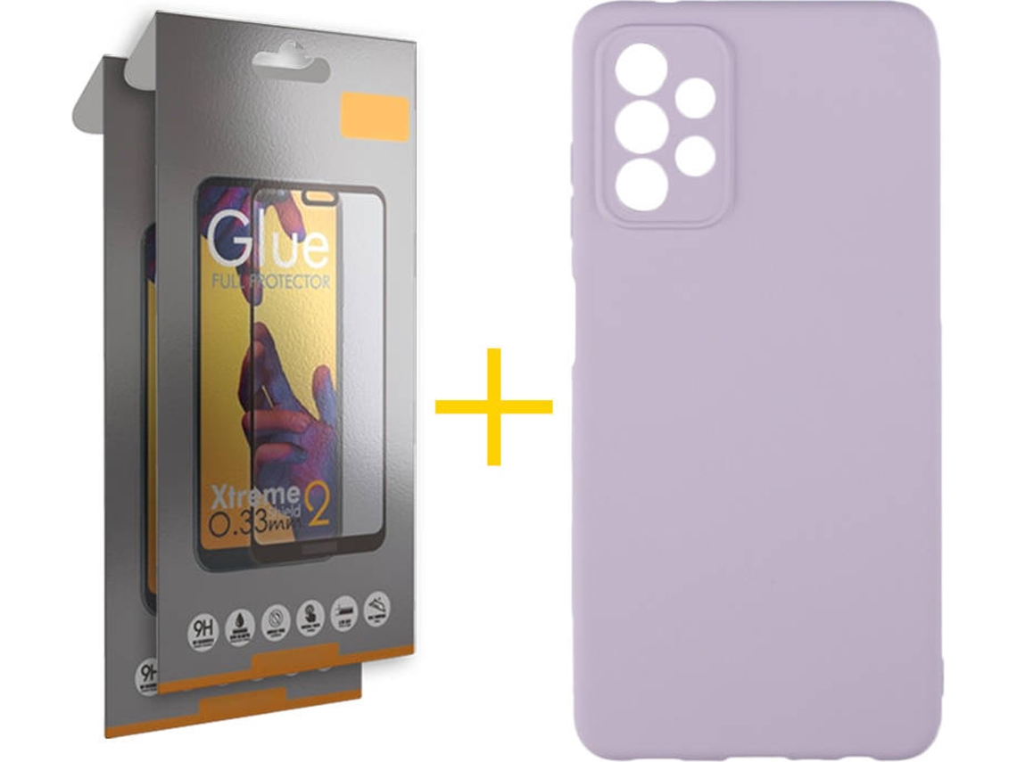 Capa e Película Samsung A32 5G SKYHE Vidro Temperado 5222 Roxo