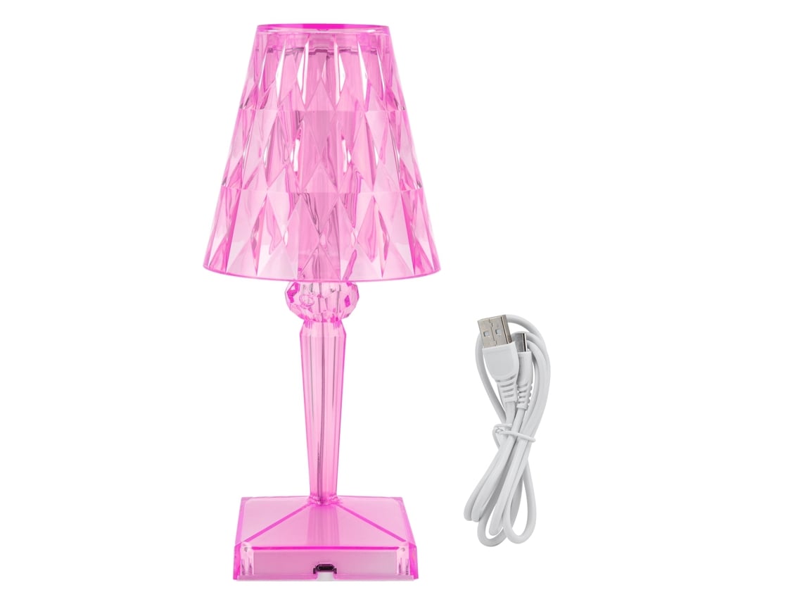 2026 lâmpada de Mesa de Cristal Led Prisma Transparente Regulável com Carga Usb Iluminação Interior Rosa