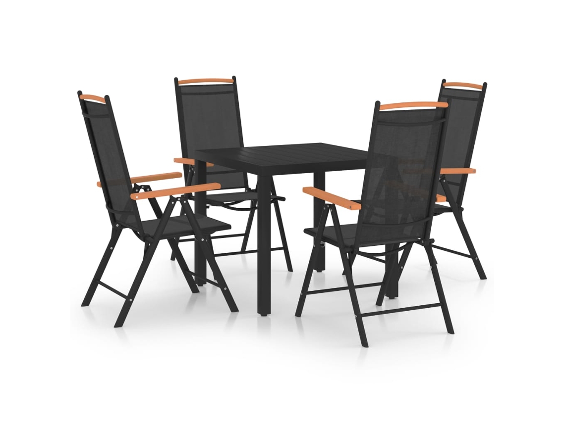 Dining Set, Dining Sets Vidaxl Preto Alumínio (mesa Com 80 Cm De Comprimento)