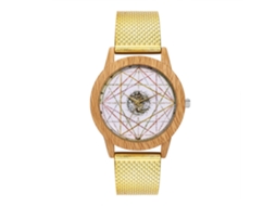 Relógio de pulso casual Zhoulianfa, unissex, com pulseira de silicone dourada.