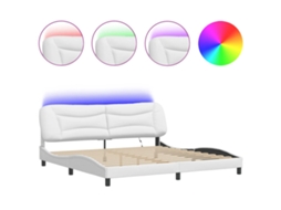 Bed Frame, Bed Frames Vidaxl Branco Couro Artificial (200 X 200 Cm)