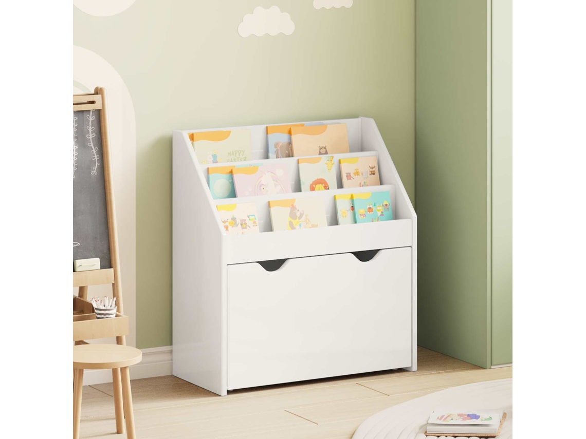 Vidaxl Estante Infantil Com Gaveta Branco Brilhante 60 X 29,5 X 69 Cm