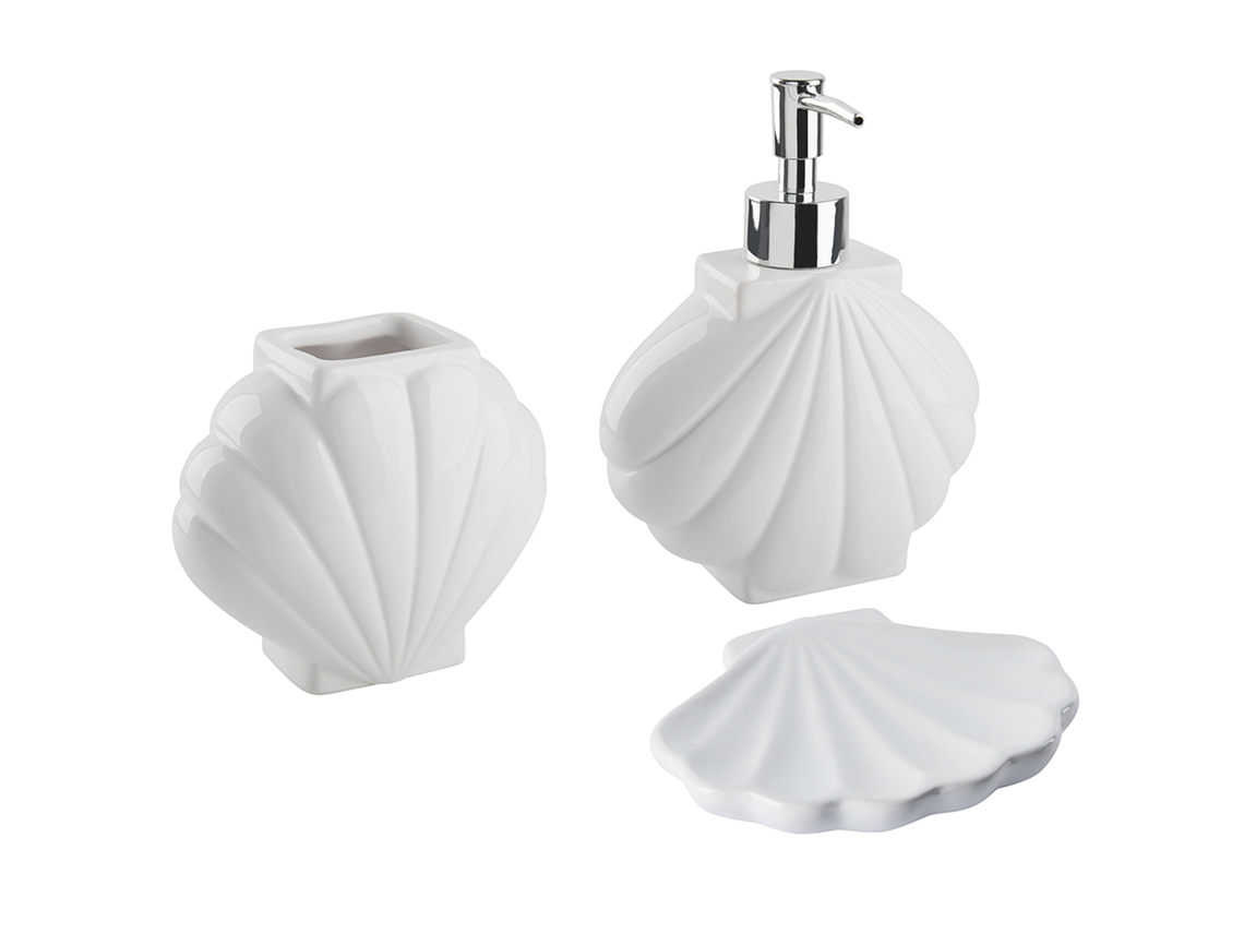 Jogo de acessórios para WC BELIANI Shell de Dolomite Branco 14x7x18