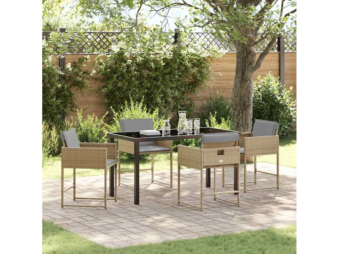 Vidaxl Conjunto De Jantar Para Jardim 5 Unid. Bege Vime Pe
