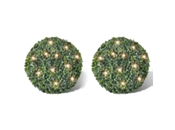 Bola De Bucho, Folhas Artificiais, Topiaria, 35cm, Corda Luz Solar