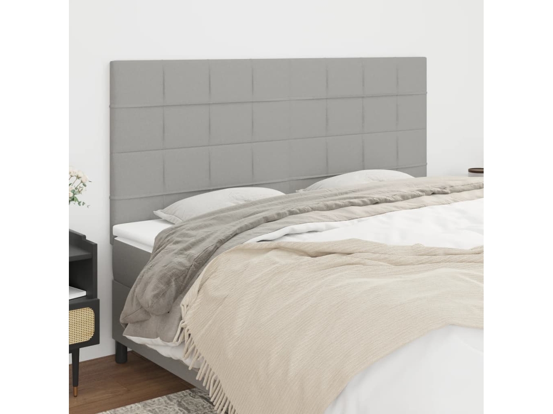 Vidaxl Cabeceira Cinza Claro 180x5x118/128 Cm Tecido