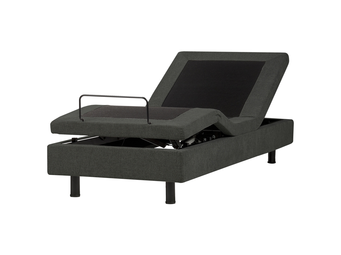 Cama Ajustável Estofada Sem Cabeceira Beliani Castellan De Tecido Cinzento Escuro 90x200