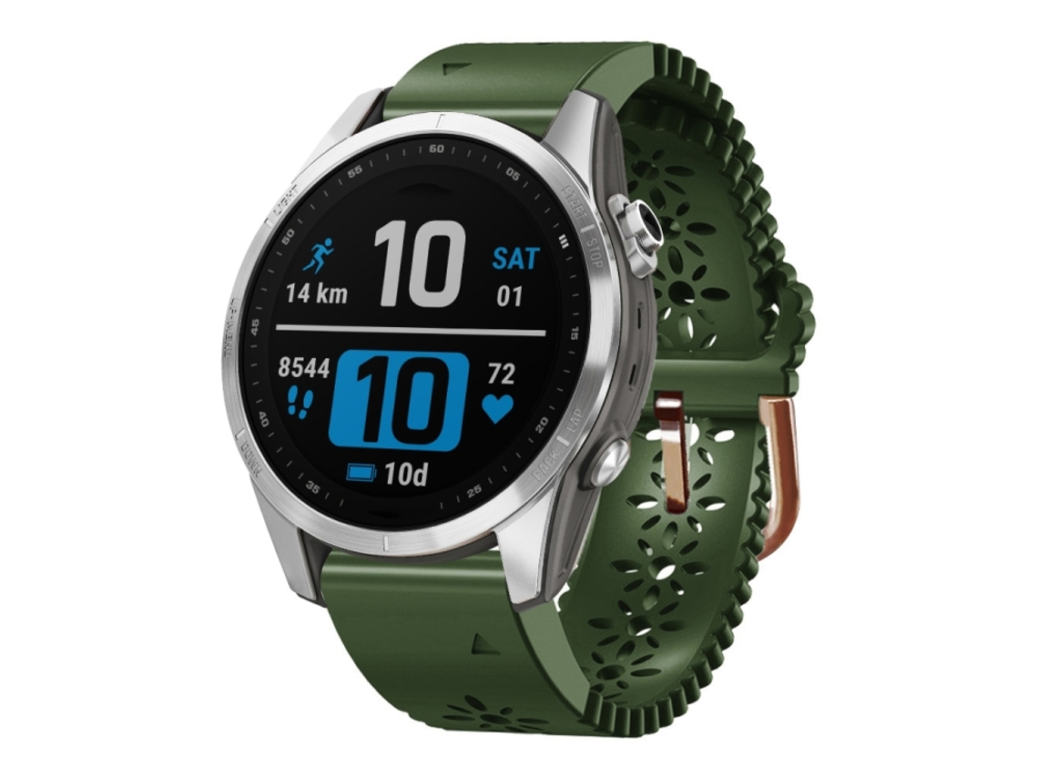 Bracelete Para Garmin Fenix 7s Pro (42mm) - Silicone - Renda Respirável (20mm) Verde Exército