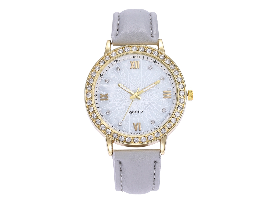 Relógio de Quartzo com Pulseira de Couro Simples e Fashion para Jovens (cinza)